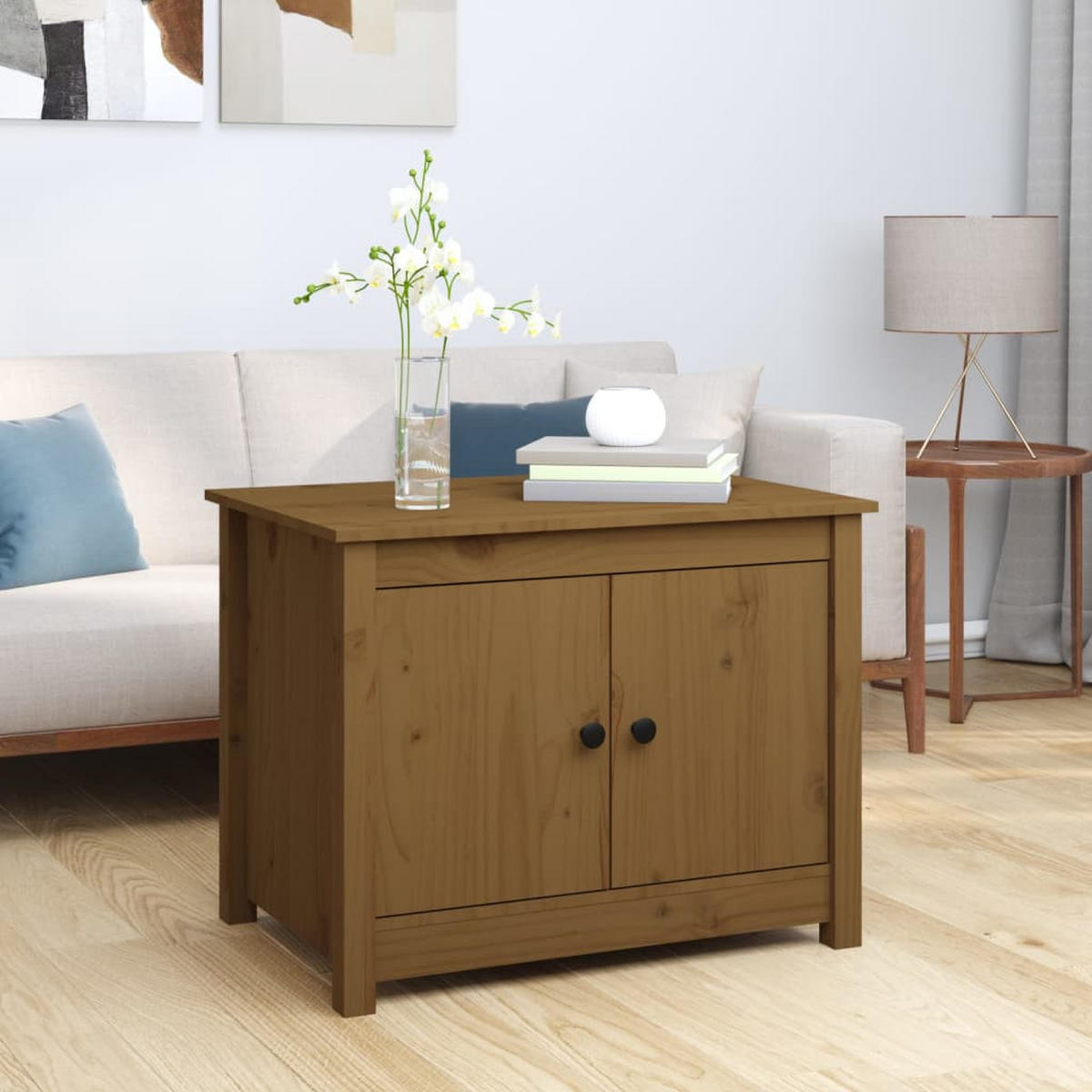 COUCHTISCH Honigbraun 71x49x55 cm Massivholz Kiefer - Braun, Holz (71/49/55cm) - furnicato