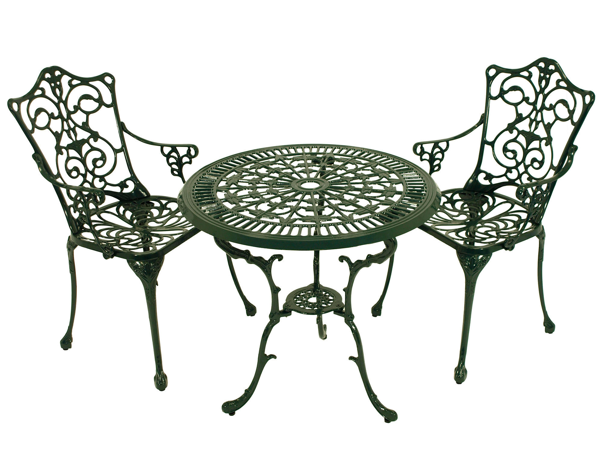 BISTROSET Boulder - Jugendstil - Gartenmöbel Set 3-teilig, Sitzgruppe Aluguss antik dunkelgrün - Grün, Metall - TPFGarden