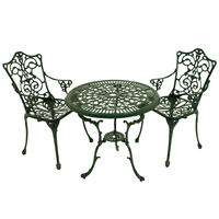 BISTROSET Boulder - Jugendstil - Gartenmöbel Set 3-teilig, Sitzgruppe Aluguss antik dunkelgrün - Grün, Metall - TPFGarden