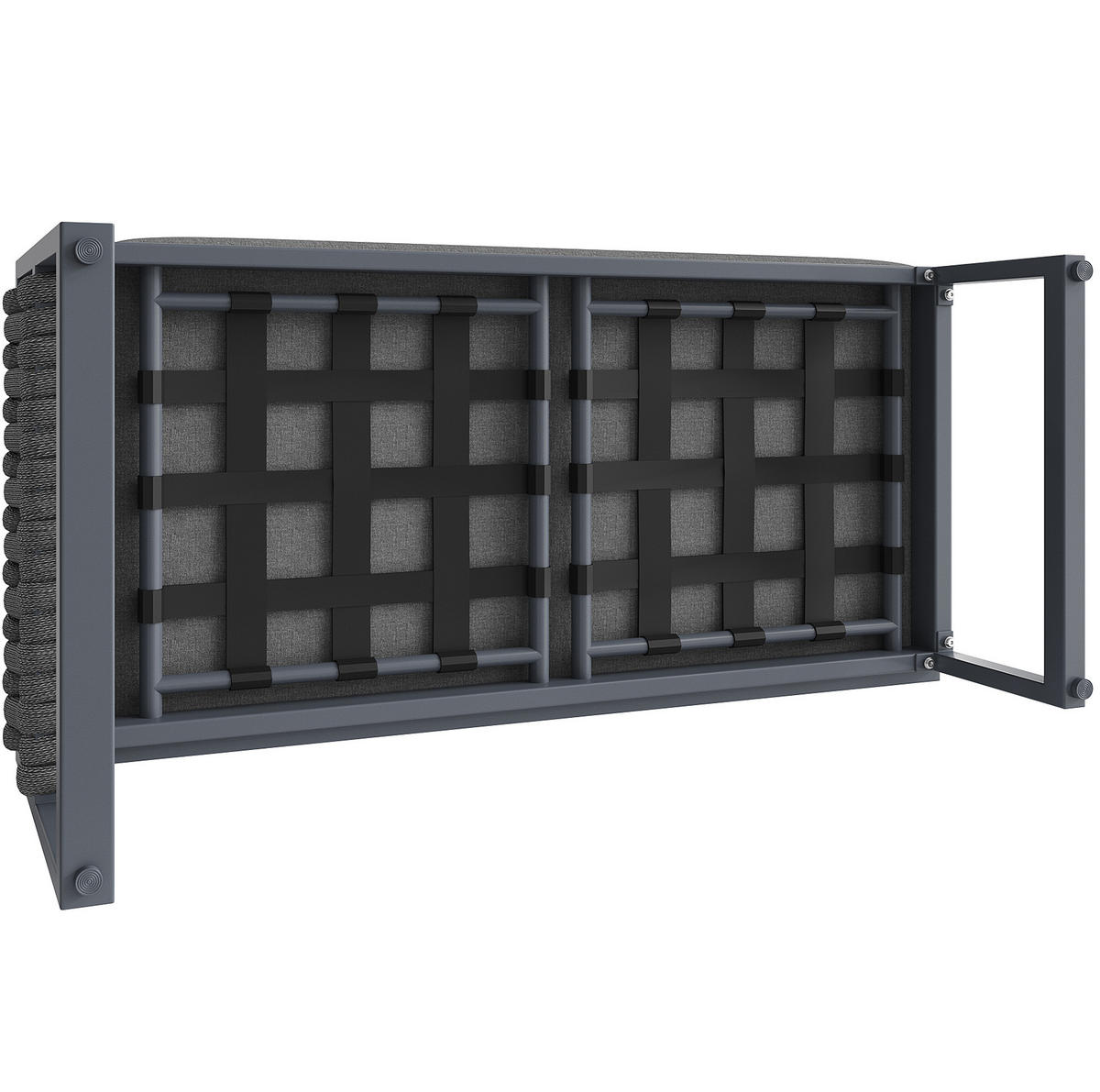 GARTENLOUNGE-SET 123/68/86 cm grau aus Olefin mit verstellbaren Tischbeinen - Grau, Metall - OKWISH