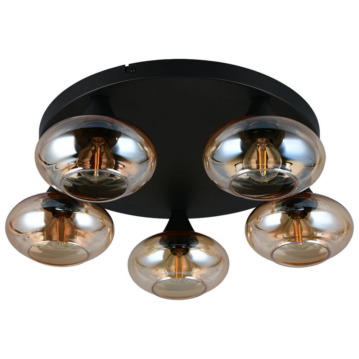 DECKENLEUCHTE DIVINA Glas Amber Schwarz - Schwarz, Glas (49/49/15cm)