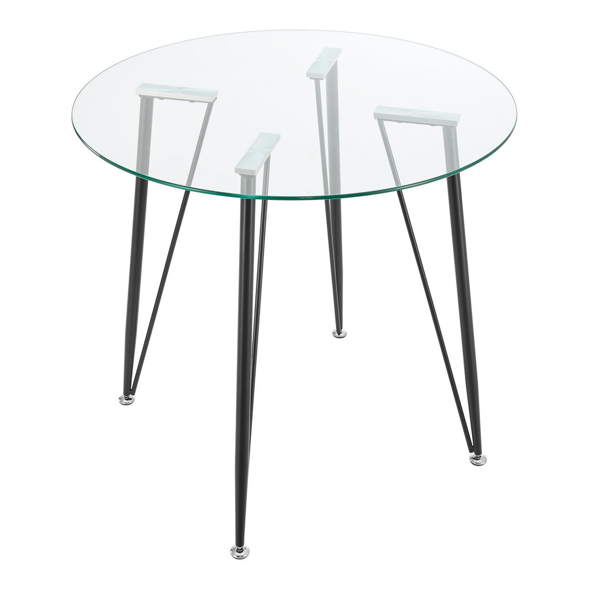 ESSTISCH Huittinen - Transparent/Schwarz, Glas/Metall (80/80/72cm) - [en.casa]