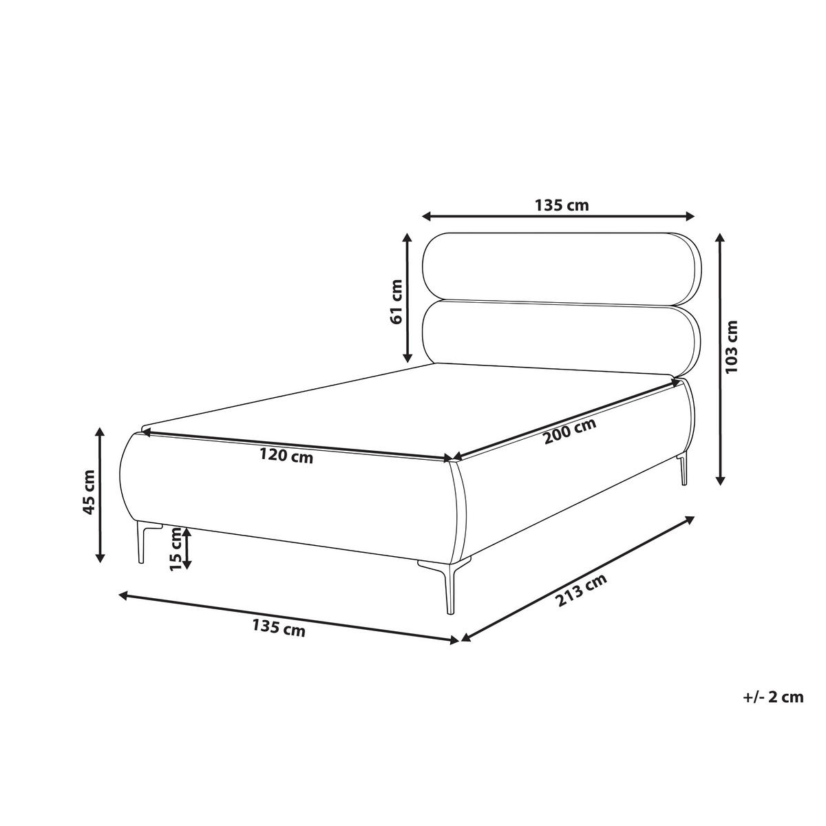 POSTELJA z letvenim dnom 120/200 žamet svetlo bež Lessay - črna/bež, tekstil (120/200cm) - Beliani