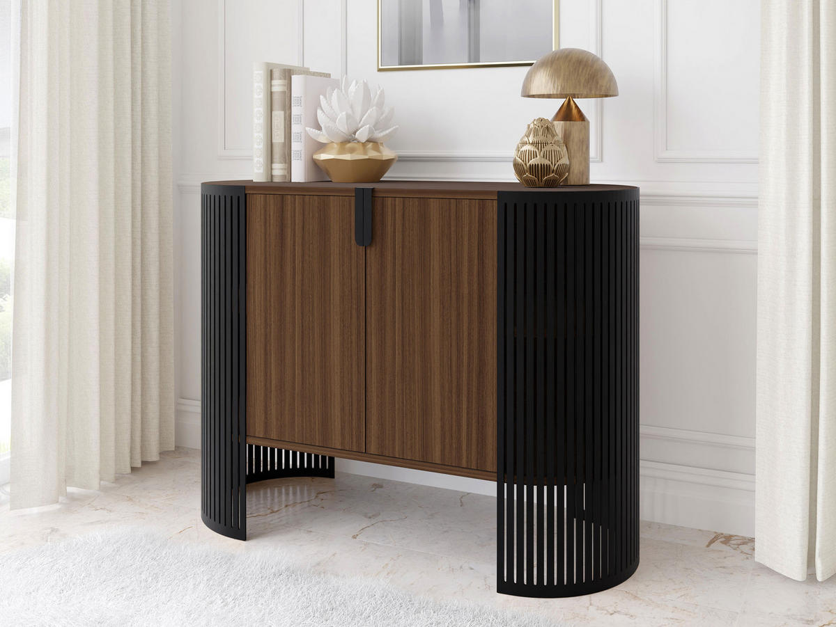 KOMMODE Fikoli - Nussbaumfarben/Schwarz, Holzwerkstoff/Metall (120/90/40cm) - MIRJAN24