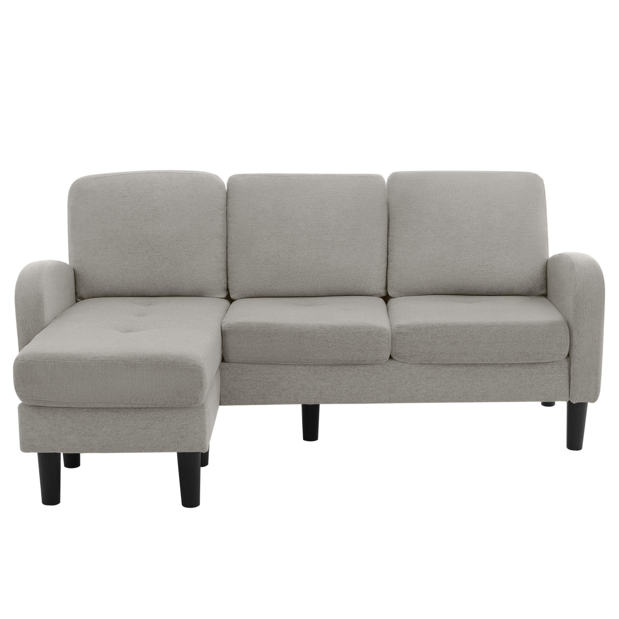 ECKSOFA 3-Sitzer Sofa, Rückenkissen, Schlaffunktion, Baumwoll-Leinenstoff, 166 x 118 x 77 cm - Grau, Textil (118/166cm) - Kaket