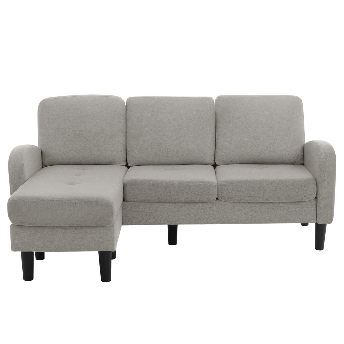 ECKSOFA L-förmig 3-Sitzer mit Chaiselongue Baumwoll-Leinen grau 166/118/77 cm - Hellgrau, Kunststoff (166/118cm) - OKWISH