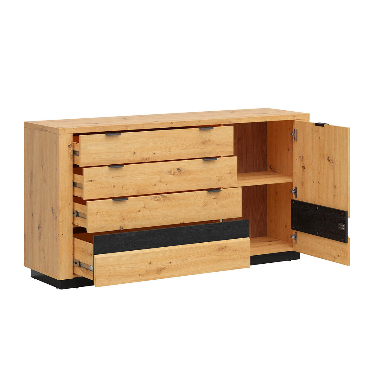 SIDEBOARD Glenn Dřevo a černá - hnědá, kompozitní dřevo (161/85/42cm) - Petits-meubles