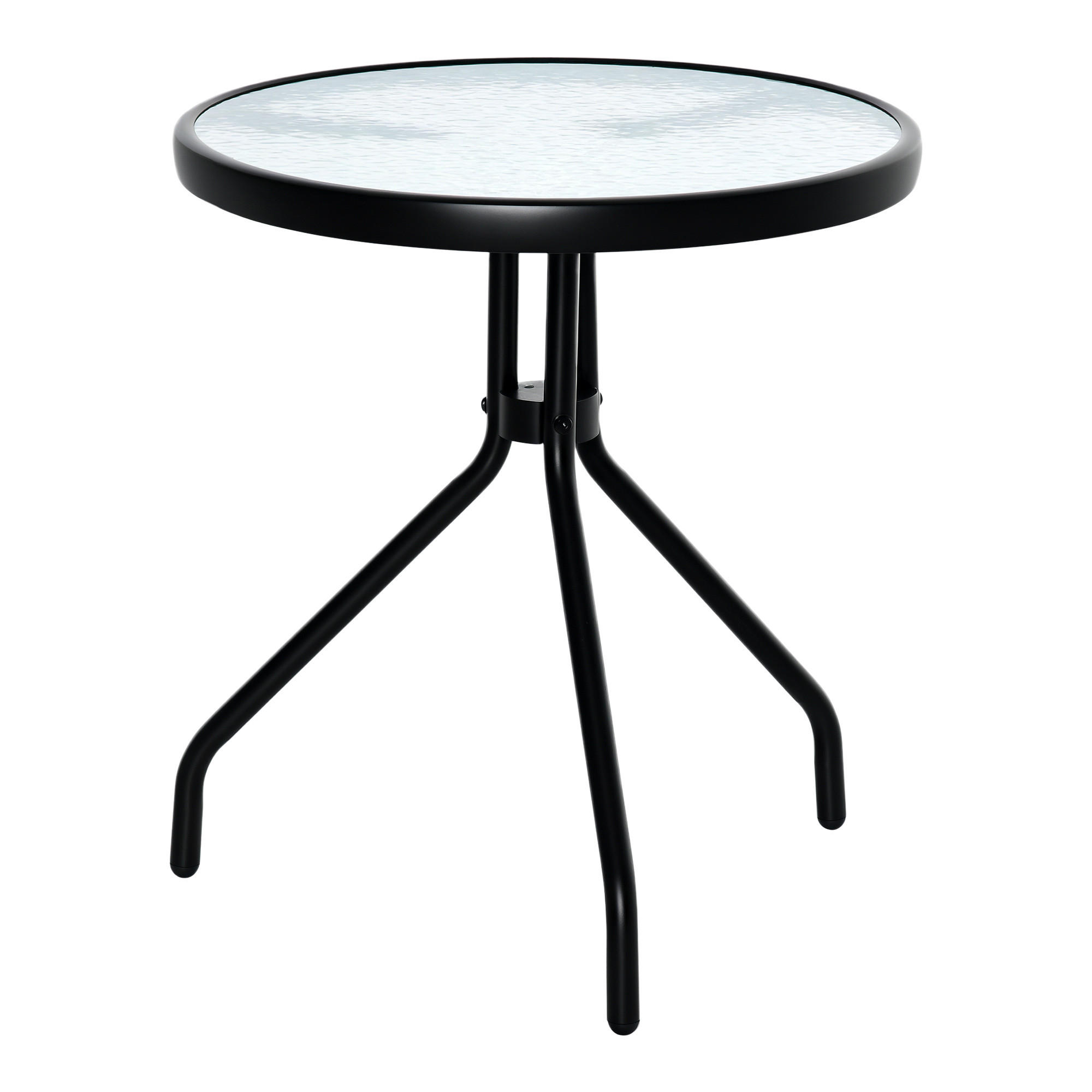 BEISTELLTISCH DE-07352 rund mit Glastischplatte und Metallrahmen Schwarz - Schwarz, Glas/Metall (50/50/55cm) - ComfortXL
