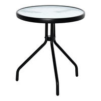 BEISTELLTISCH DE-07352 rund mit Glastischplatte und Metallrahmen Schwarz - Schwarz, Glas/Metall (50/50/55cm) - ComfortXL
