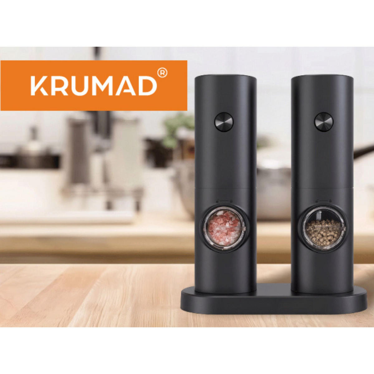GEWÜRZMÜHLE Salz & Pfeffer - Schwarz, Kunststoff (14/20/5cm) - KRUMAD