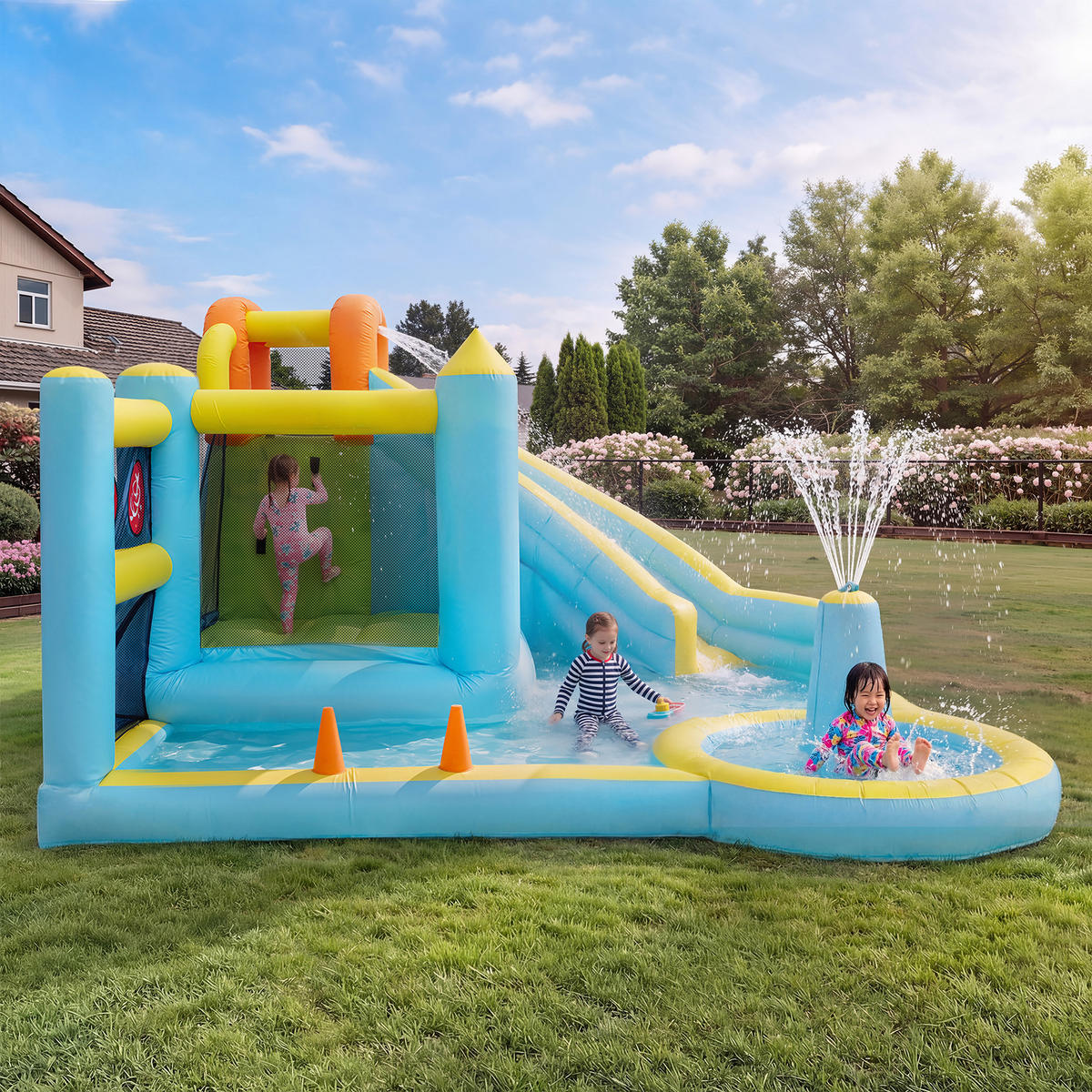 HÜPFBURG Wasserpark 430x390x210 cm - Multicolor, Textil (390/430/210cm) - LEBENLANG