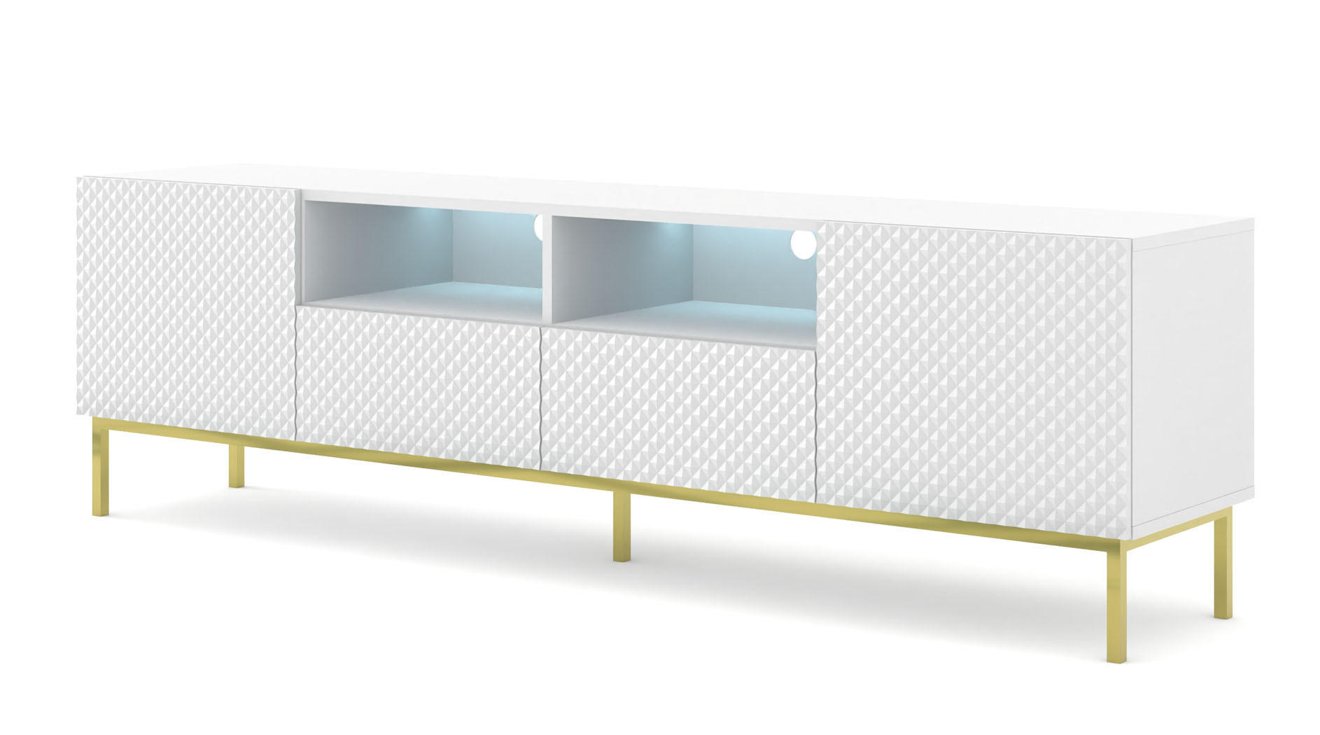 Raumhirsch Furniture TV Weiß, Weiß Hochglanz 200x58x42 cm