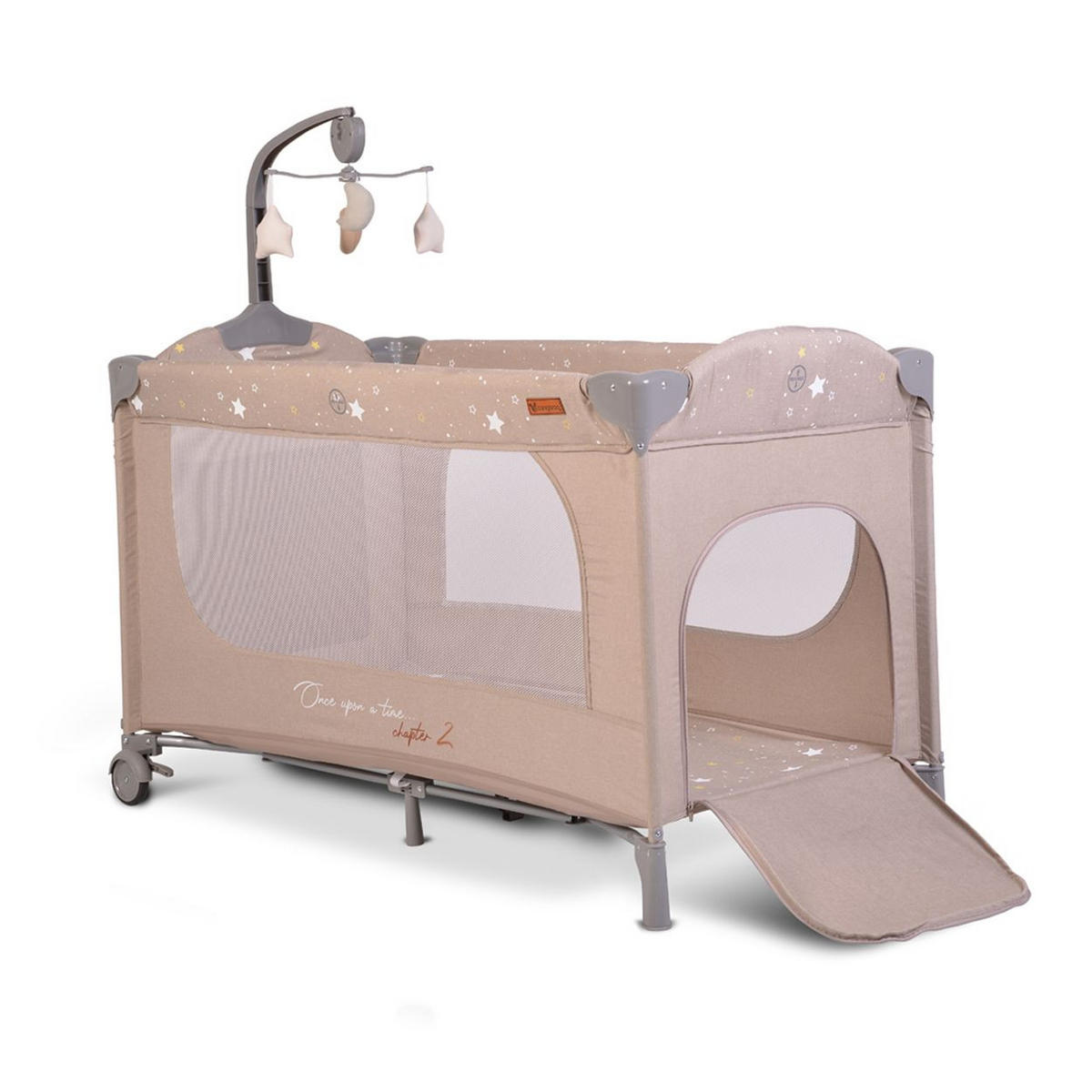 REISEBETT Once upon a time beige 2 Ebenen, Seiteneingang, Matratze, Mobile - Beige, Kunststoff (60/120cm) - Cangaroo