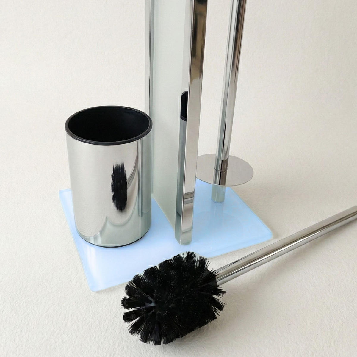 PAPIERSTÄNDER STILK mit Bürstenbehälter und Handyablage HYLA - Silberfarben, Metall (18/65/21cm)