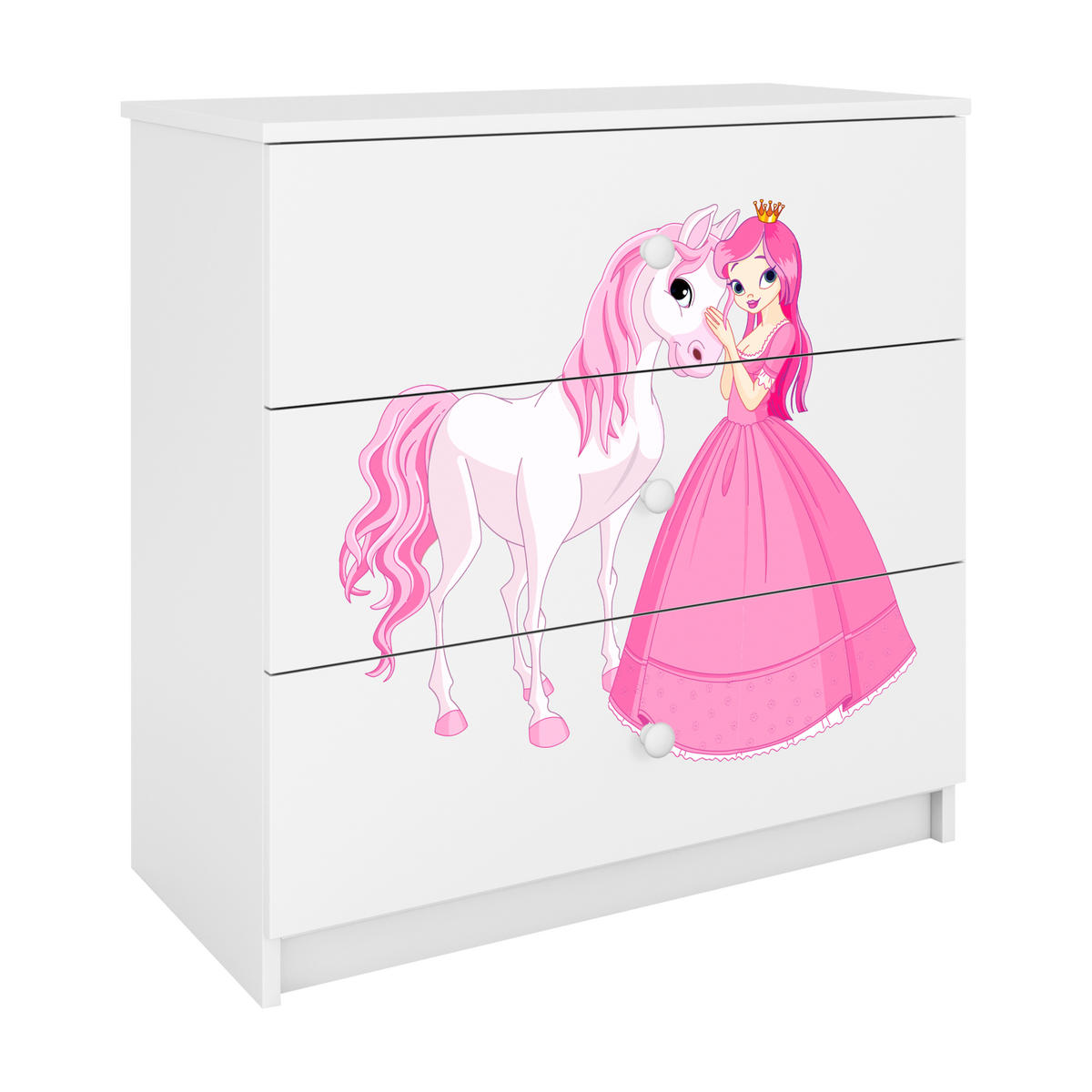 KOMMODE Babydreams Prinzessin Pferd 81/81/41 - Weiß, Holzwerkstoff (81/81/41cm) - RAUMHIRSCH FURNITURE