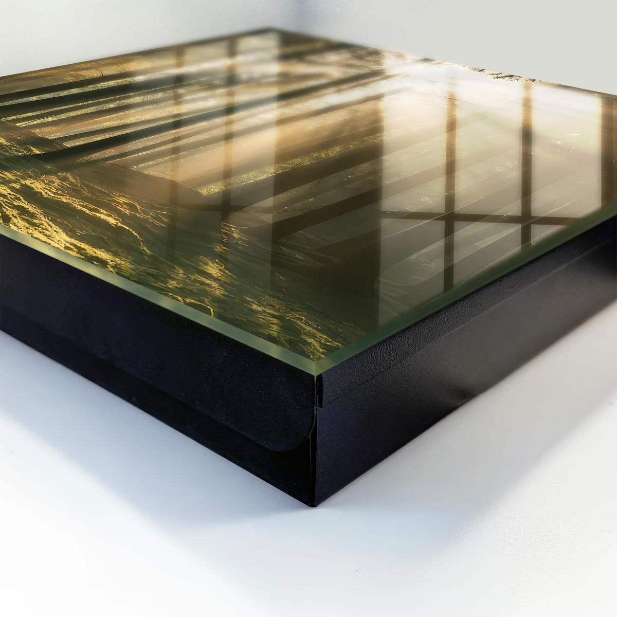 SCHLÜSSELBOX Schwarz 30x30 cm- Türöffnung nach rechts - Waldlicht - Grün, Metall (30/30/5cm) - TULUP