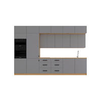 KÜCHENZEILE 360 cm - Nexa K72-G360-L - in Beige / Matt - Beige/Schwarz, Holz/Metall (360/212/58cm) - ROYAL24_MARKT