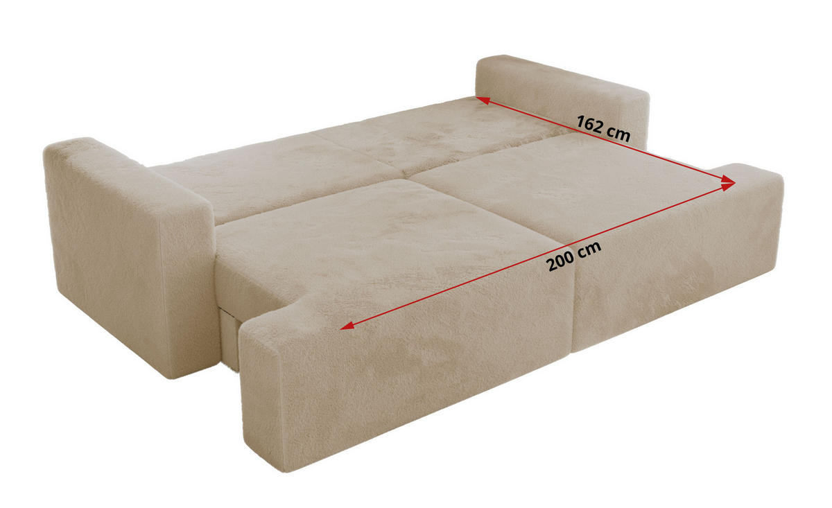 4-SITZER SOFA VIRELLA Creme Plüsch - Creme/Schwarz, Textil (240/88/115cm) - MKS