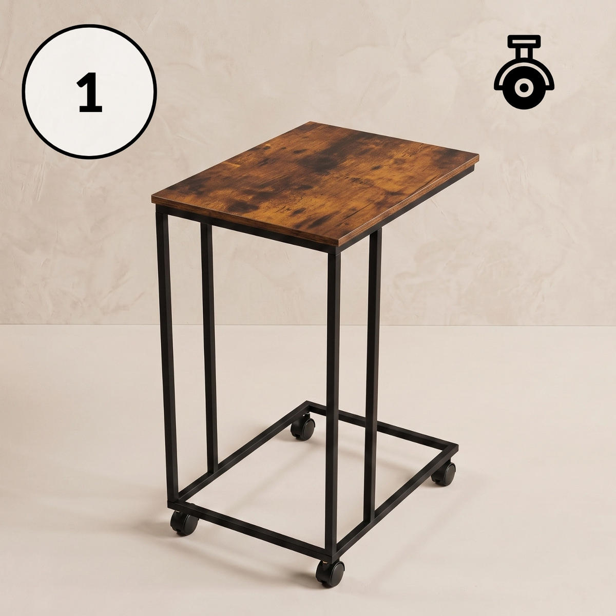 BEISTELLTISCH Dunkelbraun 35/50/61 cm - Braun, Metall (35/50/61cm) - SCENA LIVING