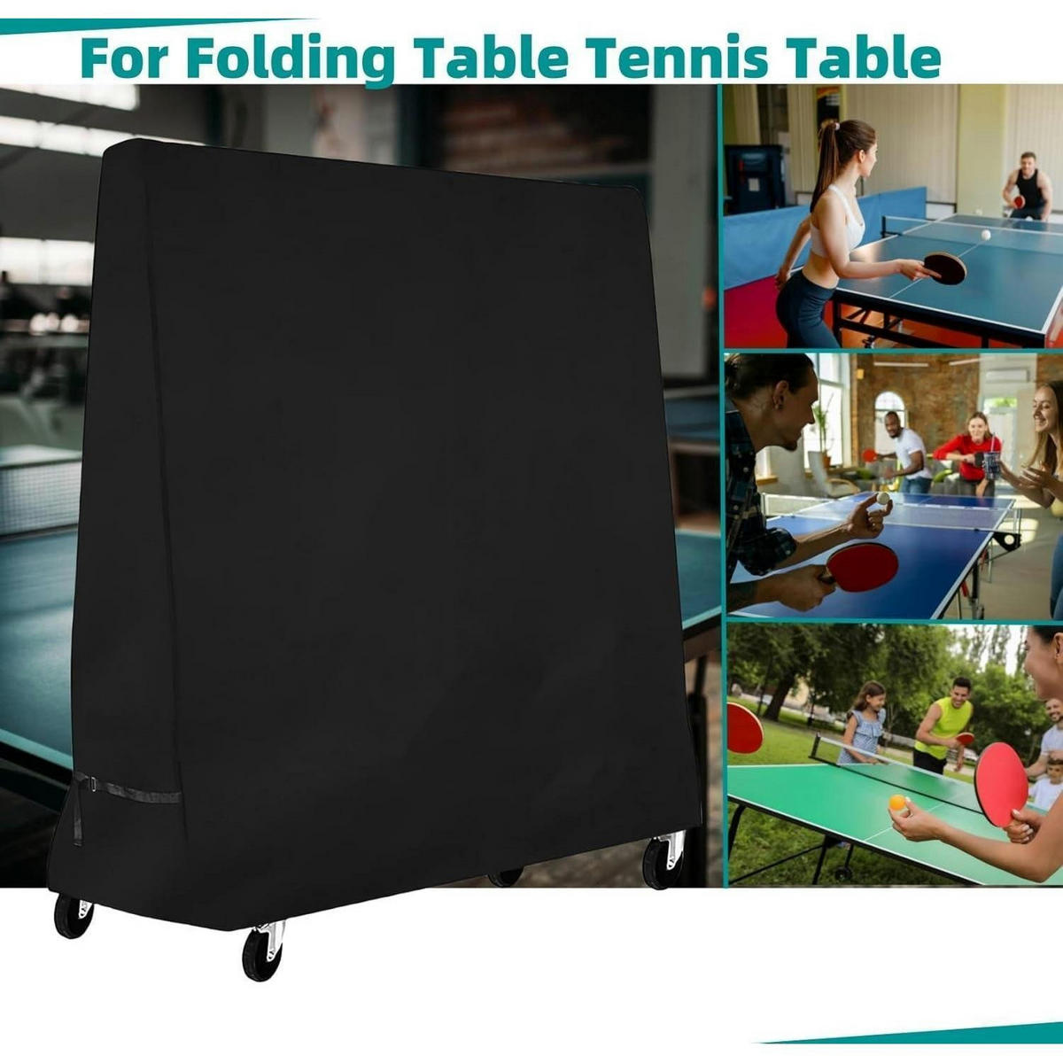 TISCHTENNIS Schutzhülle 165 x 70 x 185 cm Wasserdicht Oxford Polyester - Schwarz, Textil (165/70/185cm)