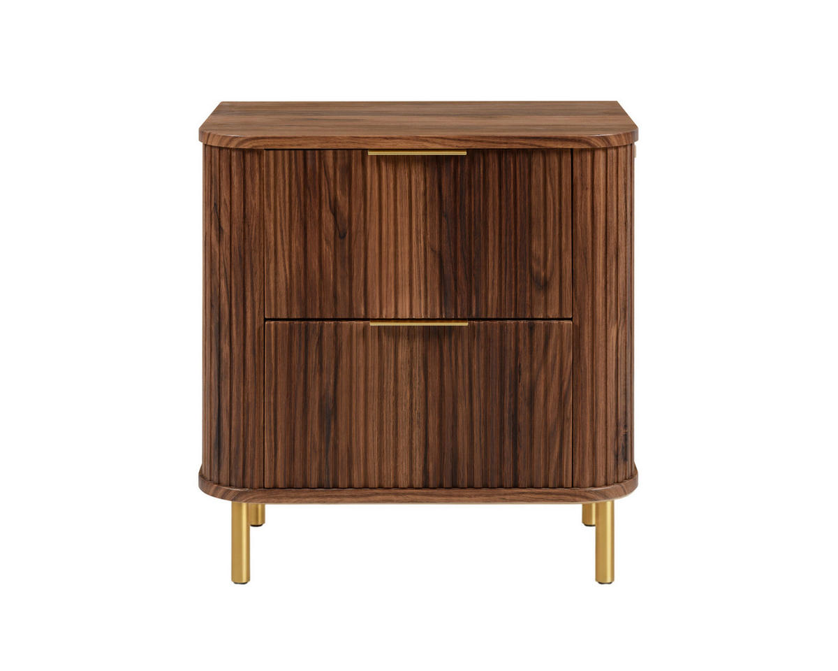 BADEZIMMERSCHRANK : Farbe Eiche-Nussbaum, Griff gold, Füße gold, 60 x 41,5 x 66,7 cm - Goldfarben/Braun, Holzwerkstoff (60/66.7/41.5cm) - 3XE LIVING