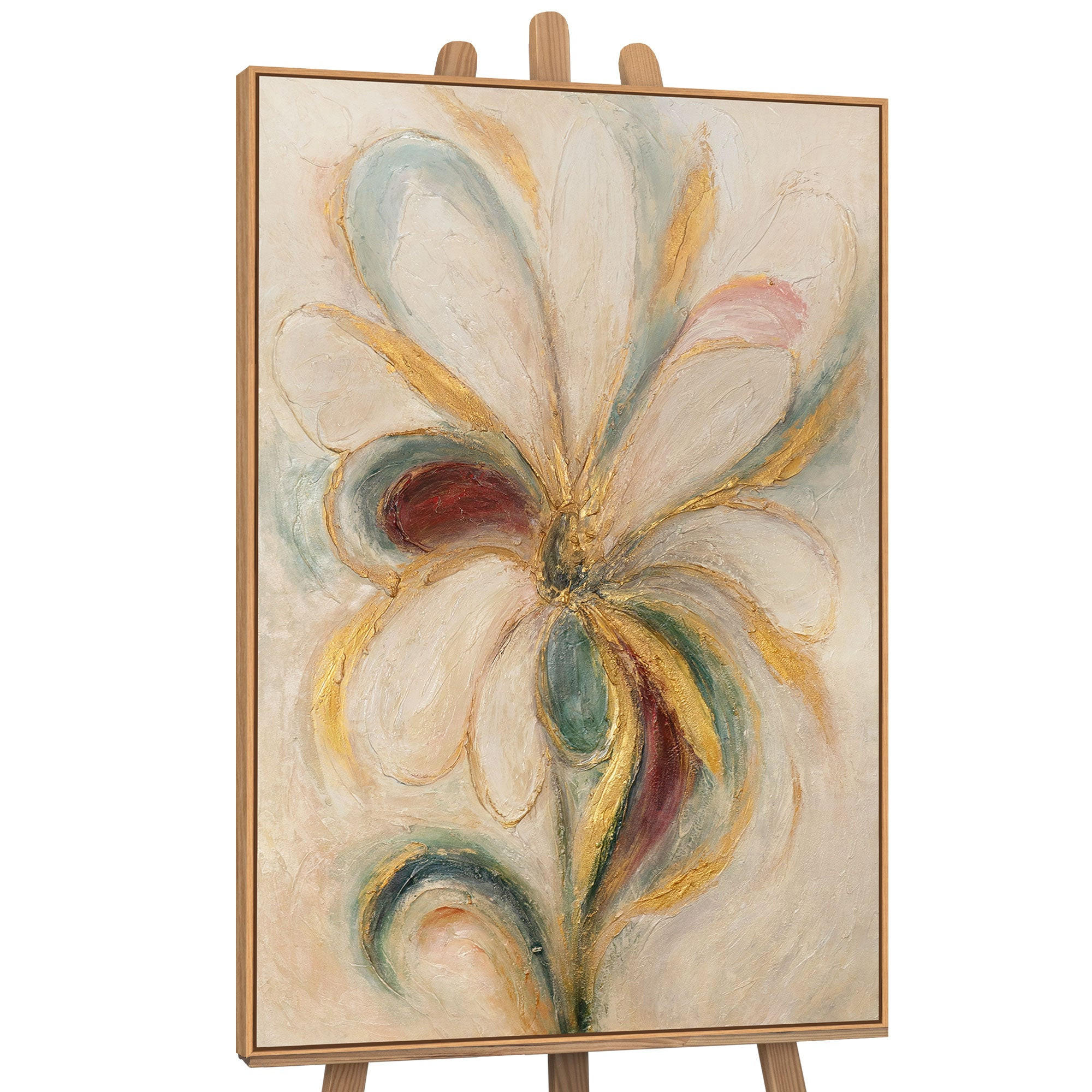 GEMÄLDE Blumige Energie Schattenfugenrahmen Eichefarben 120x80 cm - Eichefarben, Holz (120/80cm) - YS-art gallery