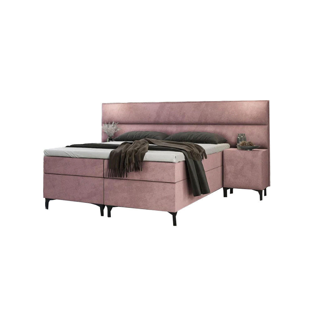 BOXBETT Tito Bonellfederkern inkl. 2x Nachttisch und Topper T-30 - BOXBETT mit Bettkasten - Rosa, Holz/Holzwerkstoff (140/200cm) - Best For Home