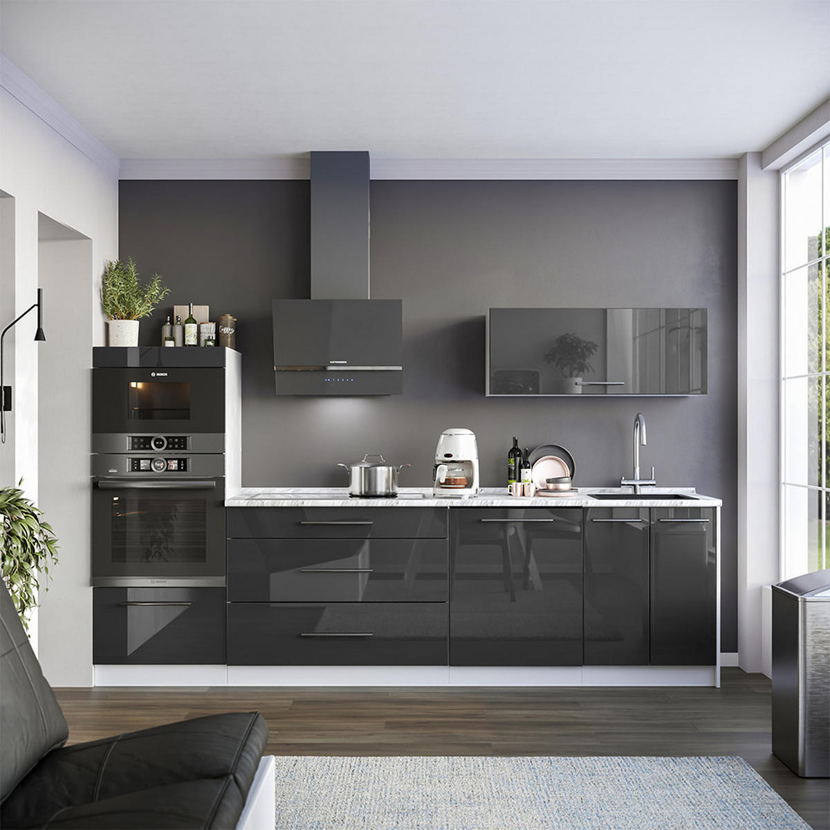 KUCHYNSKÁ SPODNÁ SKRINKA Fame-Line, Antracit vysoký lesk/biely, 100 cm, AP Antracit - biela/čierna s vysokým leskom, kompozitné drevo (100/82/60cm) - Vicco
