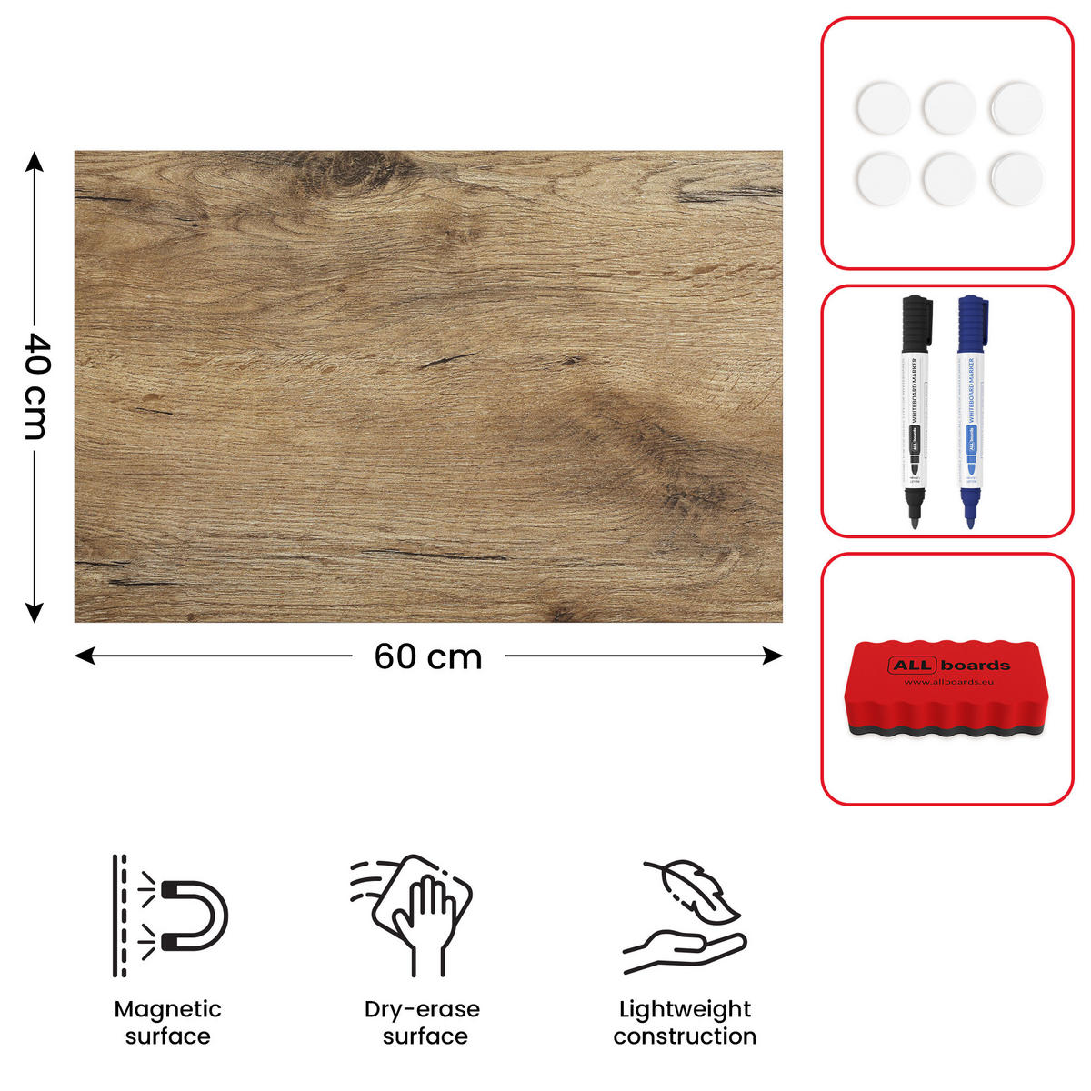 METALBOARD BAUMKERN 60x40cm + Zubehör-Set - Braun, Metall (60/40/1.8cm) - ALLboards