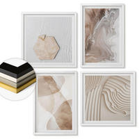 WANDBILDER 4er-Set - 50x50 cm & 40x60 cm Weißer Rahmen - Abstrakte bemalte Strukturen - Weiß, Kunststoff (50/50cm) - ArtPrintCave
