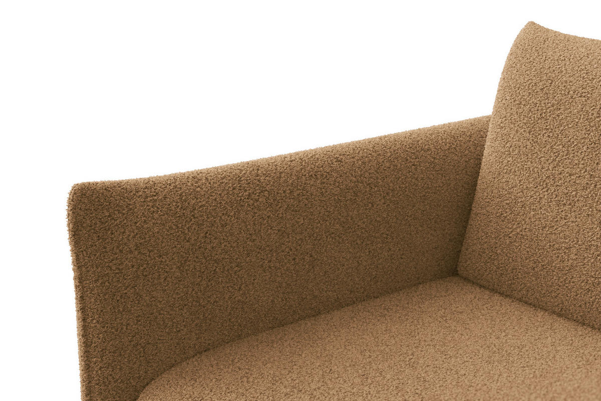 ECKSOFA TAUER 3-Sitzer RECHTS, Bouclé-Stoff braun - Schwarz/Braun, Holz/Textil (206/173cm) - Courtois Laville