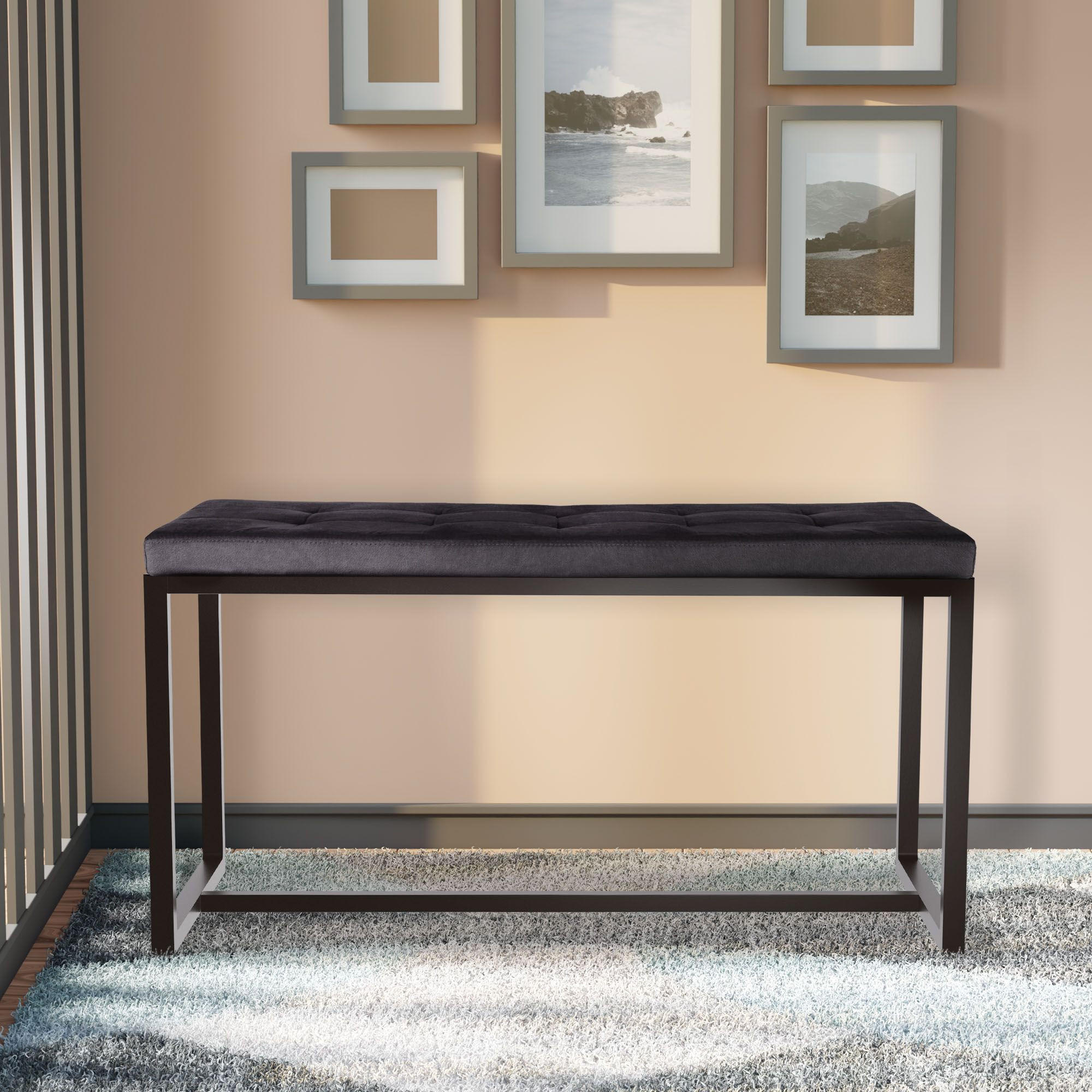 SITZBANK 100/40 cm Samt schwarz - Schwarz, Textil/Metall (100/48/40cm) - CLP