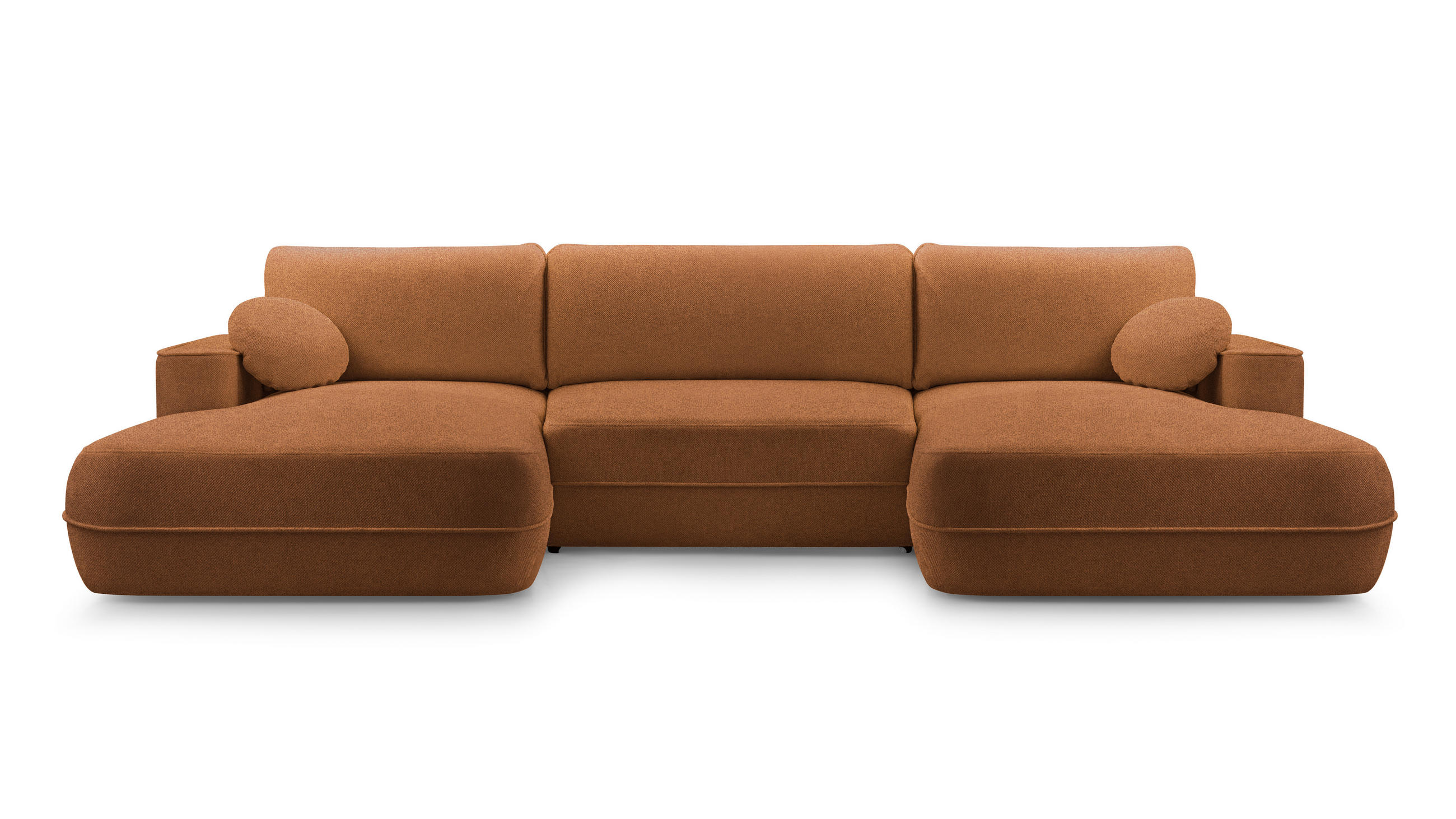 WOHNLANDSCHAFT Peoni Kupfer 364/168/87 cm mit Schlaffunktion - Schwarz/Orange, Kunststoff/Textil (364/87/168cm) - AX Living