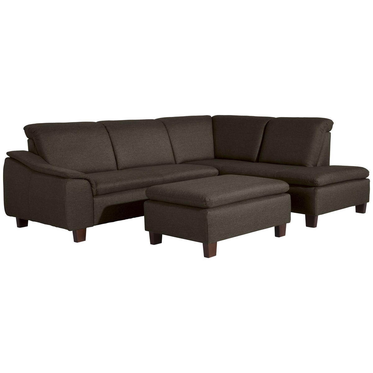 ECKSOFA mit Ottomane rechts Kaylil Flachgewebe braun - Braun, Kunststoff (187/247cm) - 58aufmkessel