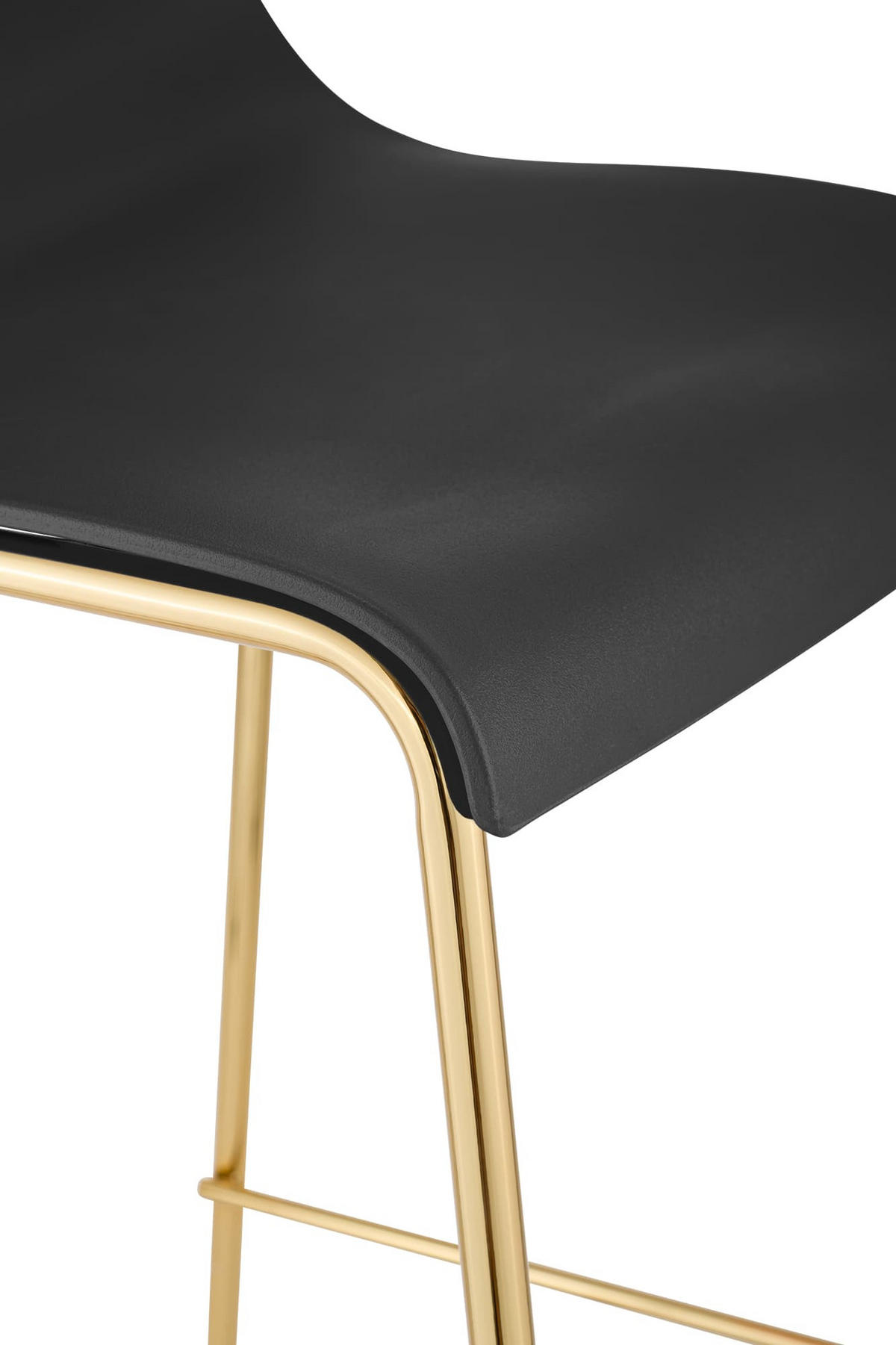 BARHOCKER 2er Set Kunststoff Schwarz - Goldfarben/Schwarz, Kunststoff/Metall (43/100/48cm) - CLP