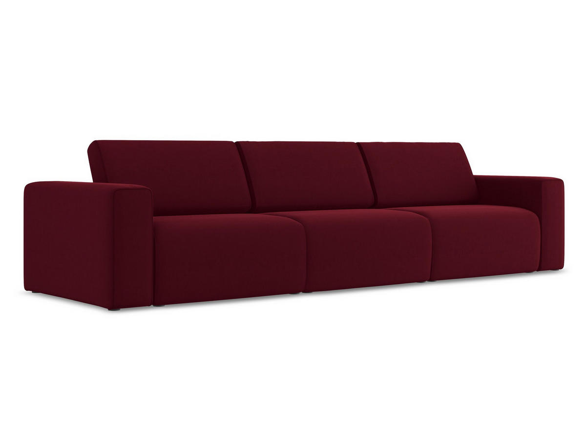 4-SITZER-SOFA Samt Stoff Rot - Bordeaux/Beige, Kunststoff/Textil (314/80/103cm) - Makamii