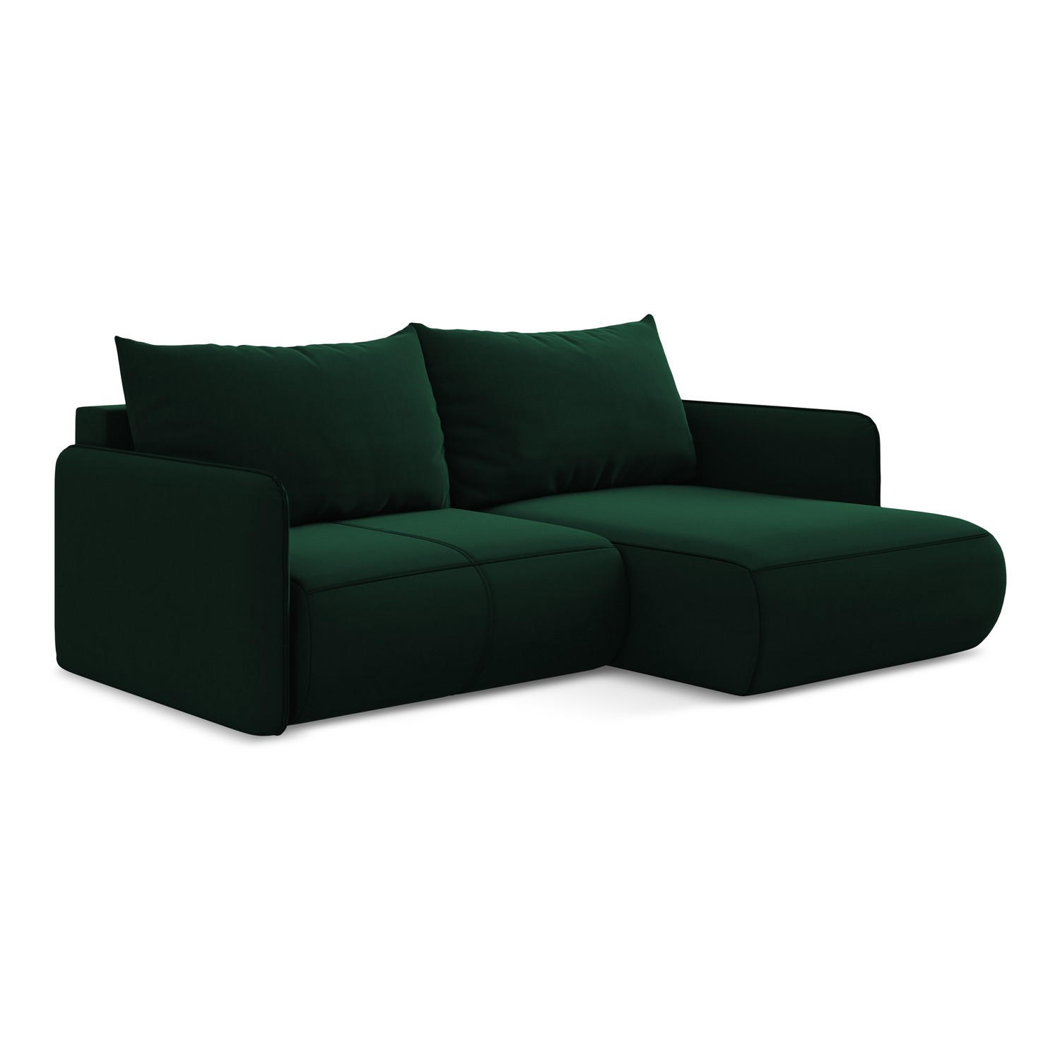 ECKSOFA mit Schlaffunktion Samt Stoff Grün - Dunkelgrün/Schwarz, Kunststoff/Textil (207/148cm) - LaMiaSofa