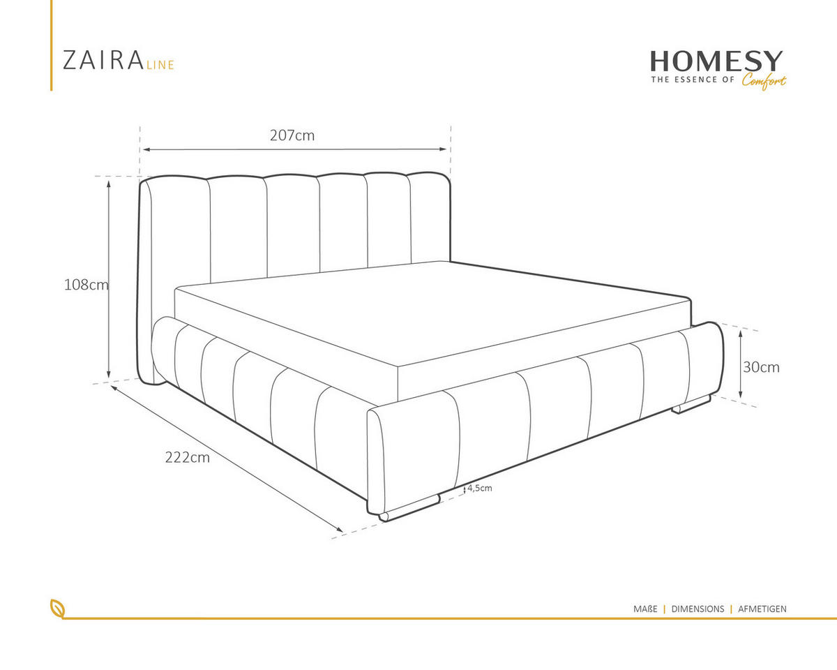 POLSTERBETT Zaira 180x200cm – Elegantes Polsterbett für modernen Wohnstil , ZONIERTE MULTI-TASCHEN-FEDERKERN (24cm), schwarz - Schwarz, Holz (160/200cm) - Homesy