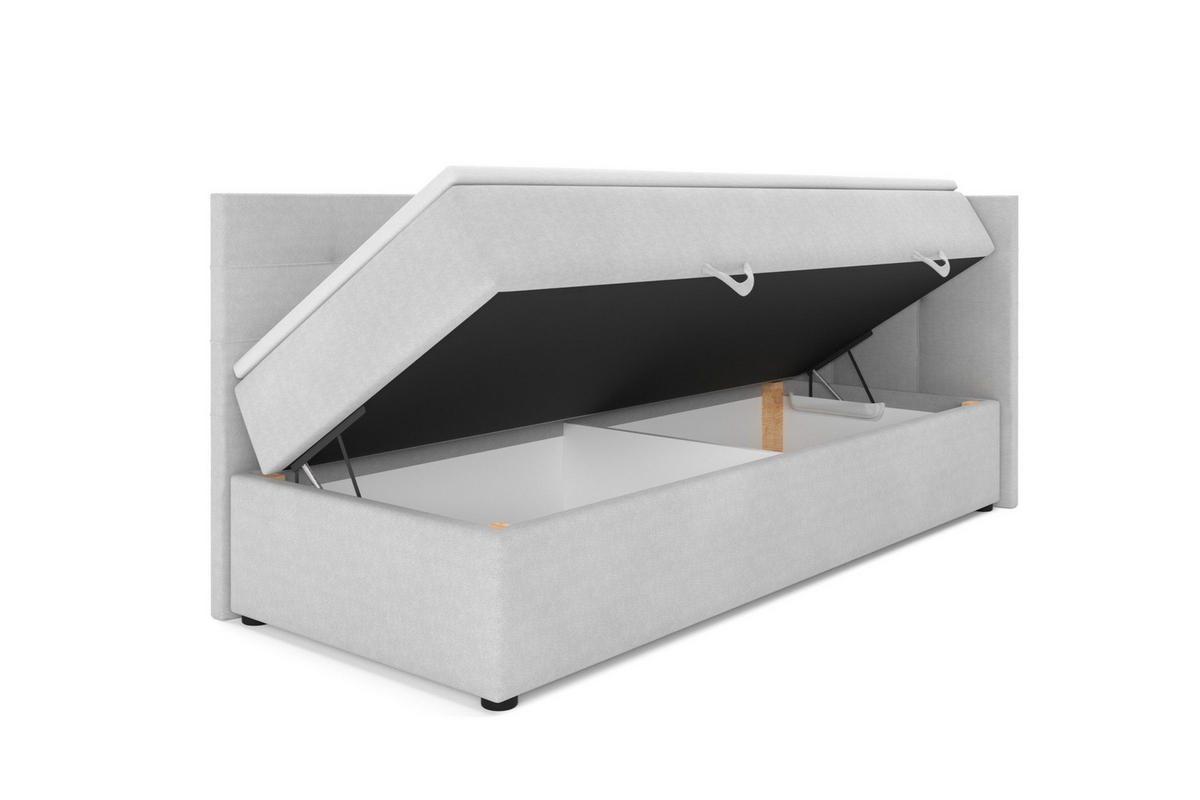 BOXBETT FAVIO 100/200 in Velours Schwarz H3 - Dunkelblau, Holz/Holzwerkstoff (100/200cm) - Deine Möbel 24