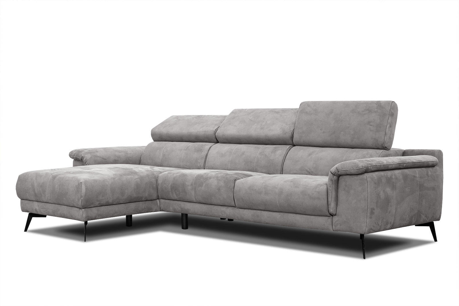 ECKSOFA FIERO 4-Sitzer, hellgrau - Hellgrau/Schwarz, Holzwerkstoff/Textil (158/269cm) - Courtois Laville
