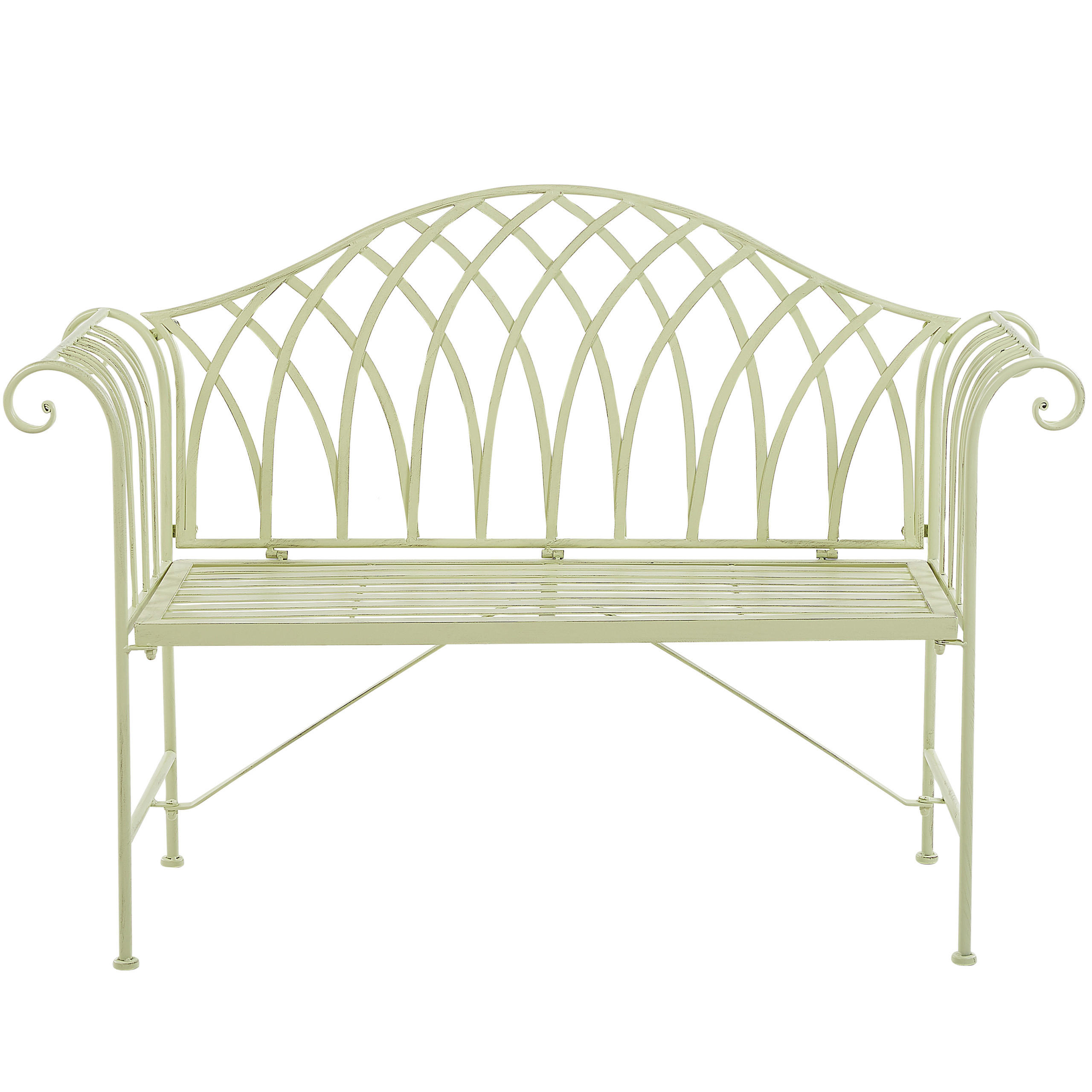 GARTENBANK Metall hellgrün 130 cm Milazzo - Grün, Metall (130/94/45cm) - Beliani
