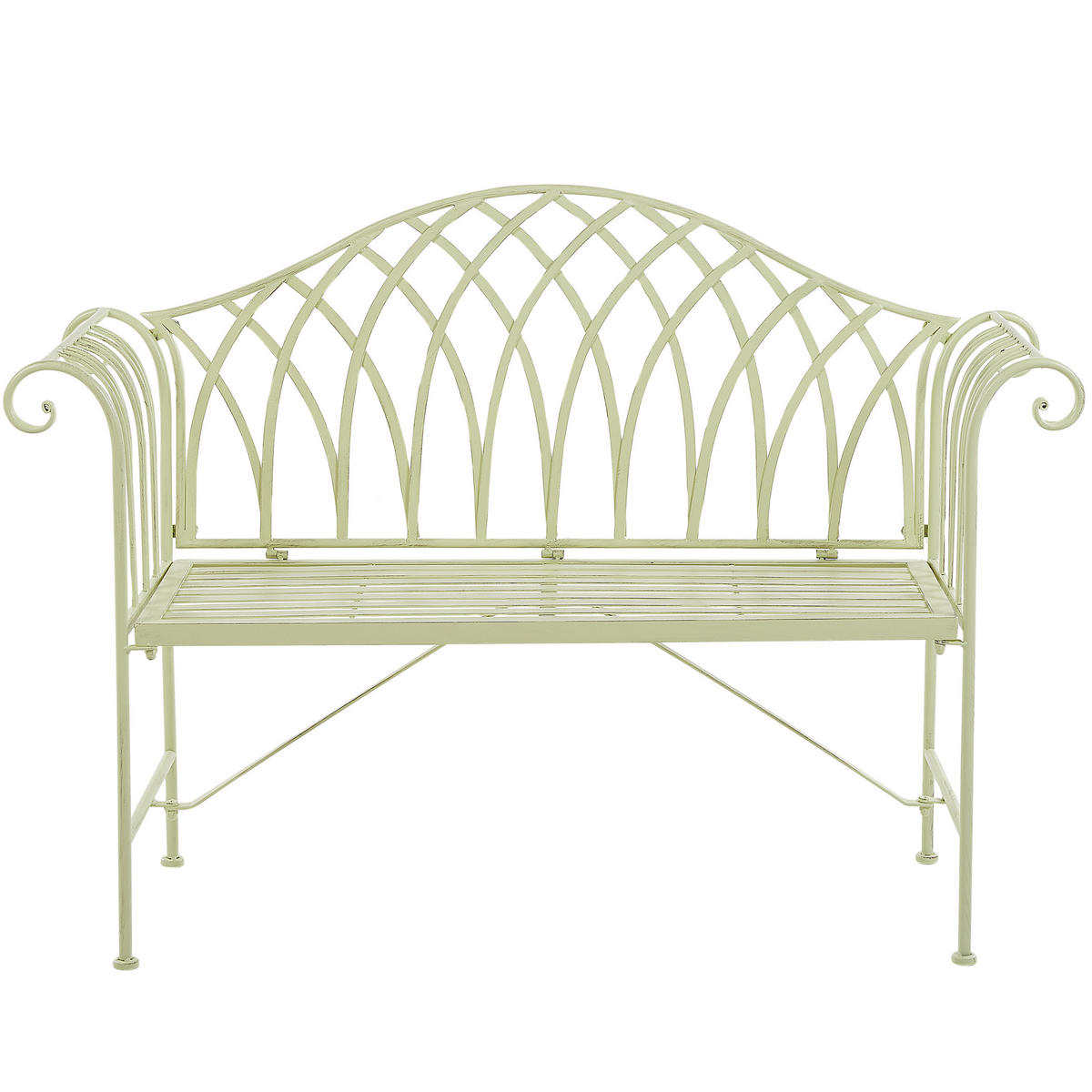 GARTENBANK Metall hellgrün 130 cm Milazzo - Grün, Metall (130/94/45cm) - Beliani