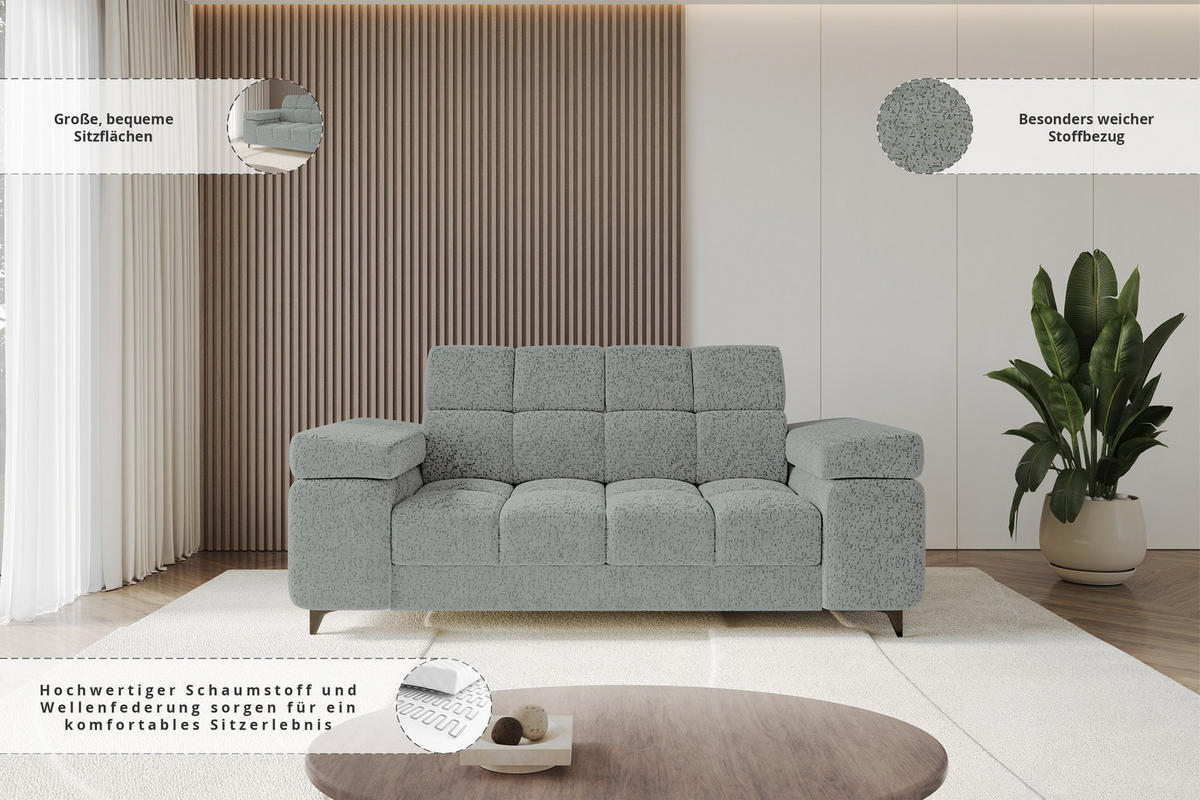 SOFA 2-Sitzer LORD-S1 194x97x90 cm Grün Chenille - Mintgrün, Holzwerkstoff/Textil (194/90/97cm) - ALTDECOR