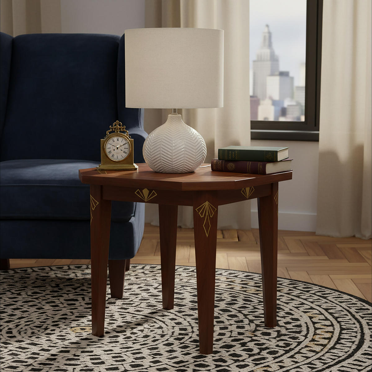 STOL. lampa - biela, kov/textil (30/30/42cm) - Relaxdays