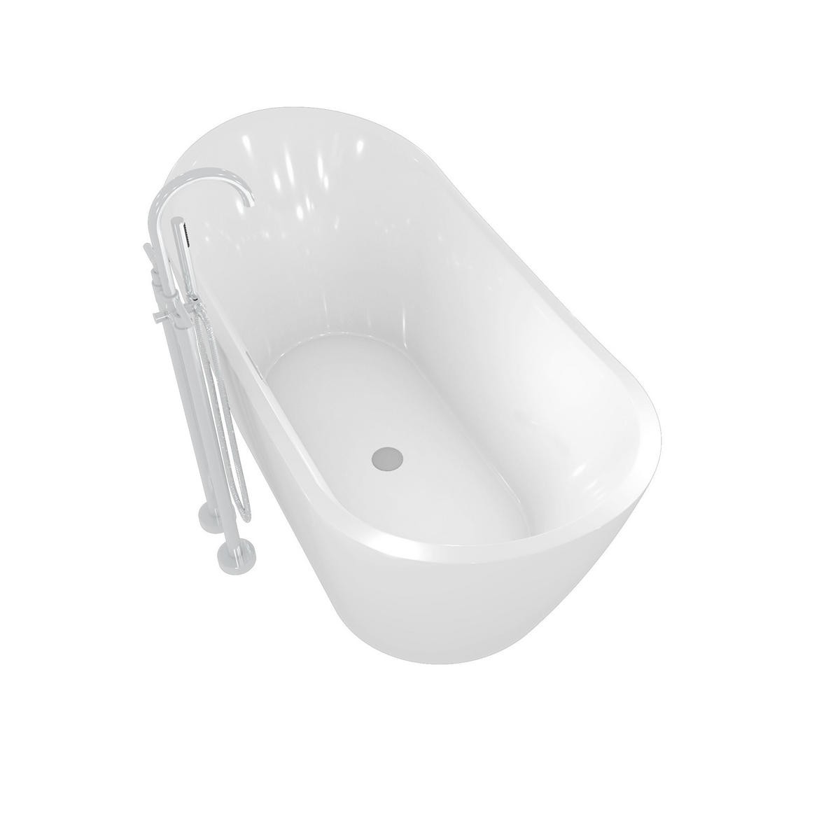 FREISTEHENDE Badewanne Wanne F03 180x89cm mit Armatur AF03 - Weiß, Glas/Kunststoff (80/72/180cm) - AcquaVapore by Sandra Jentho