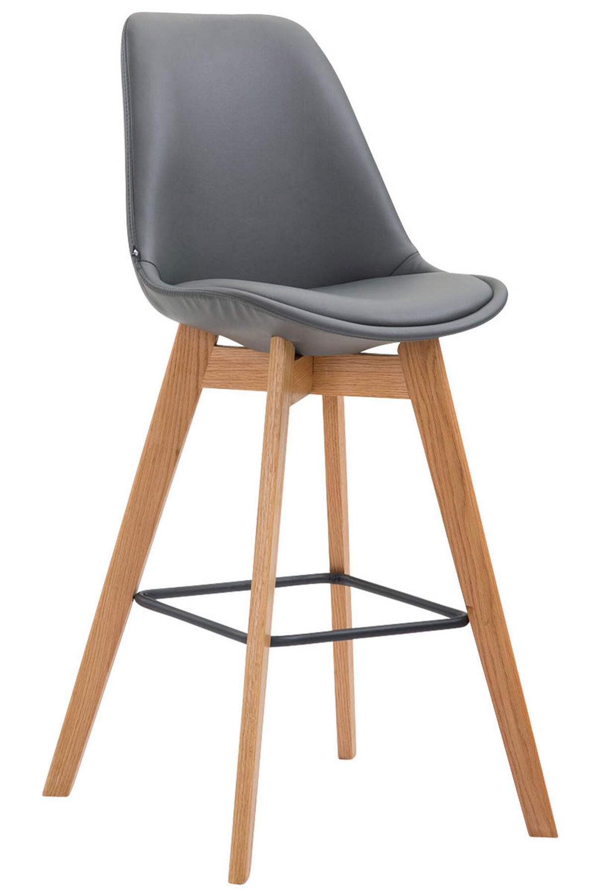BARHOCKER Medoc, Gestell Natura, Kunstleder Grau - Naturfarben/Grau, Holz/Kunststoff (48/100/56cm) - TPFLiving