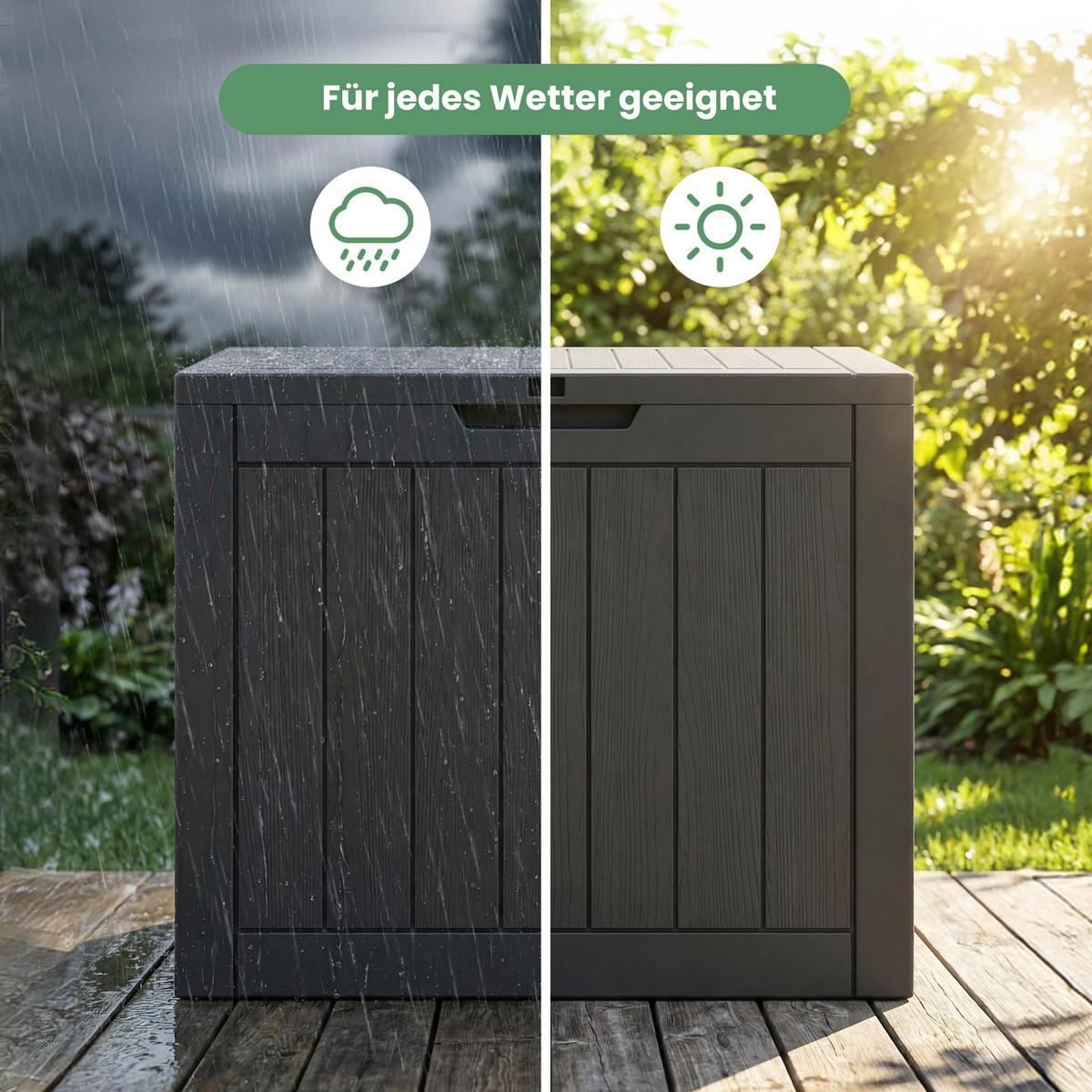 GARTENBOX 117L Schwarz - Schwarz, Kunststoff (56/53.2/43.1cm) - Akord