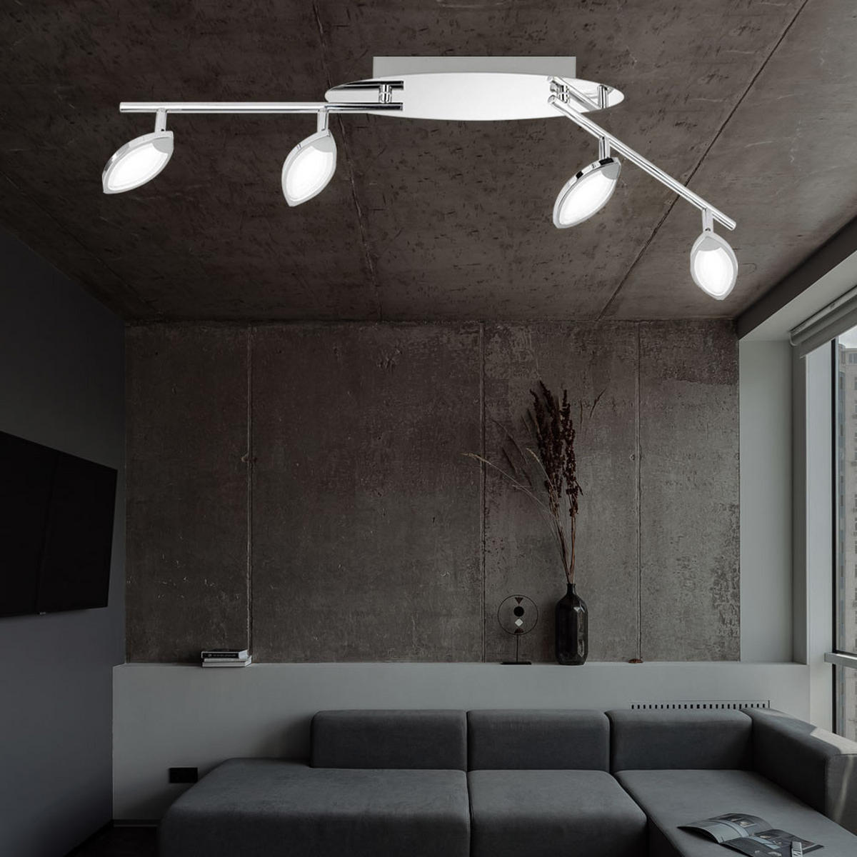 LED DECKENLEUCHTE Chrom Silber - Silberfarben, Metall (87.5/9/13cm) - Wofi
