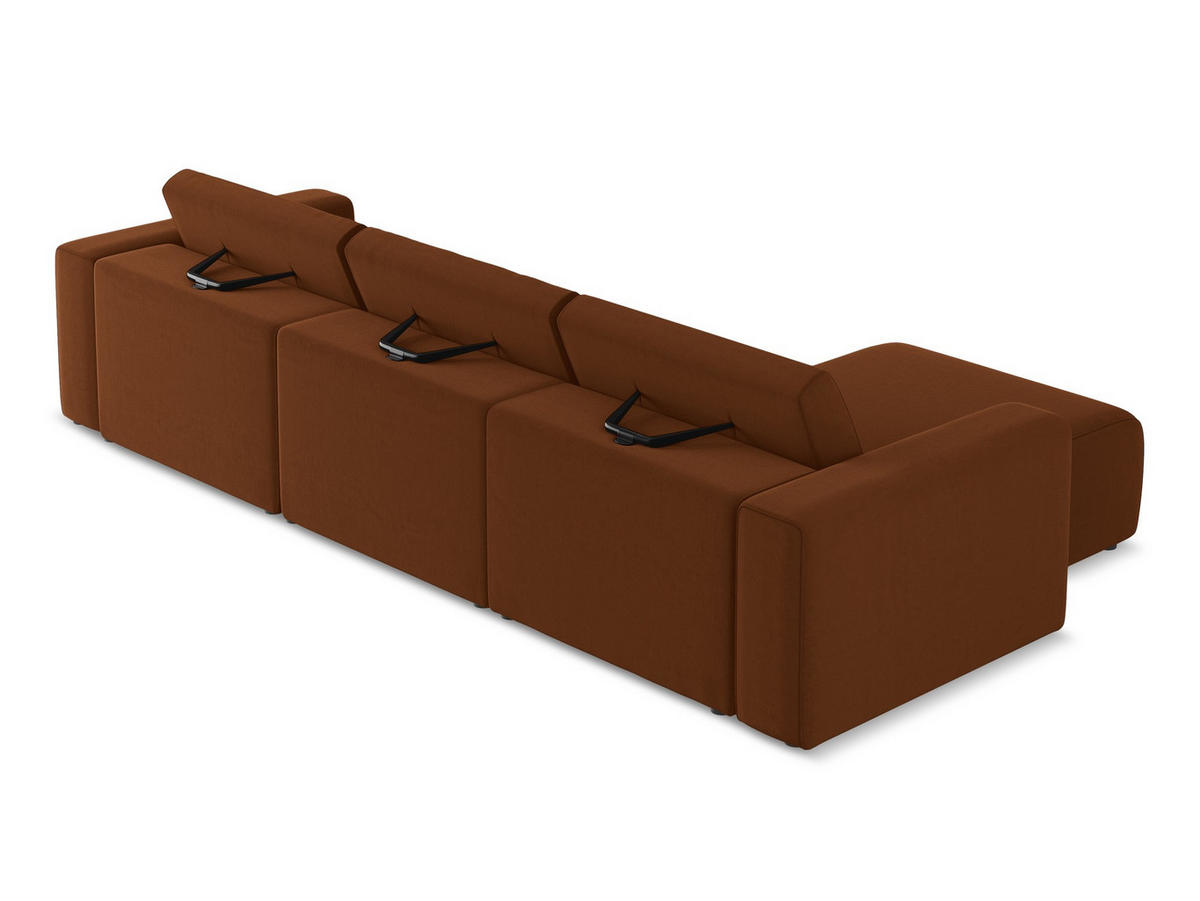 ECKSOFA Links Samt Stoff Orange - Rot/Terra cotta, Kunststoff/Textil (167/314cm) - Makamii