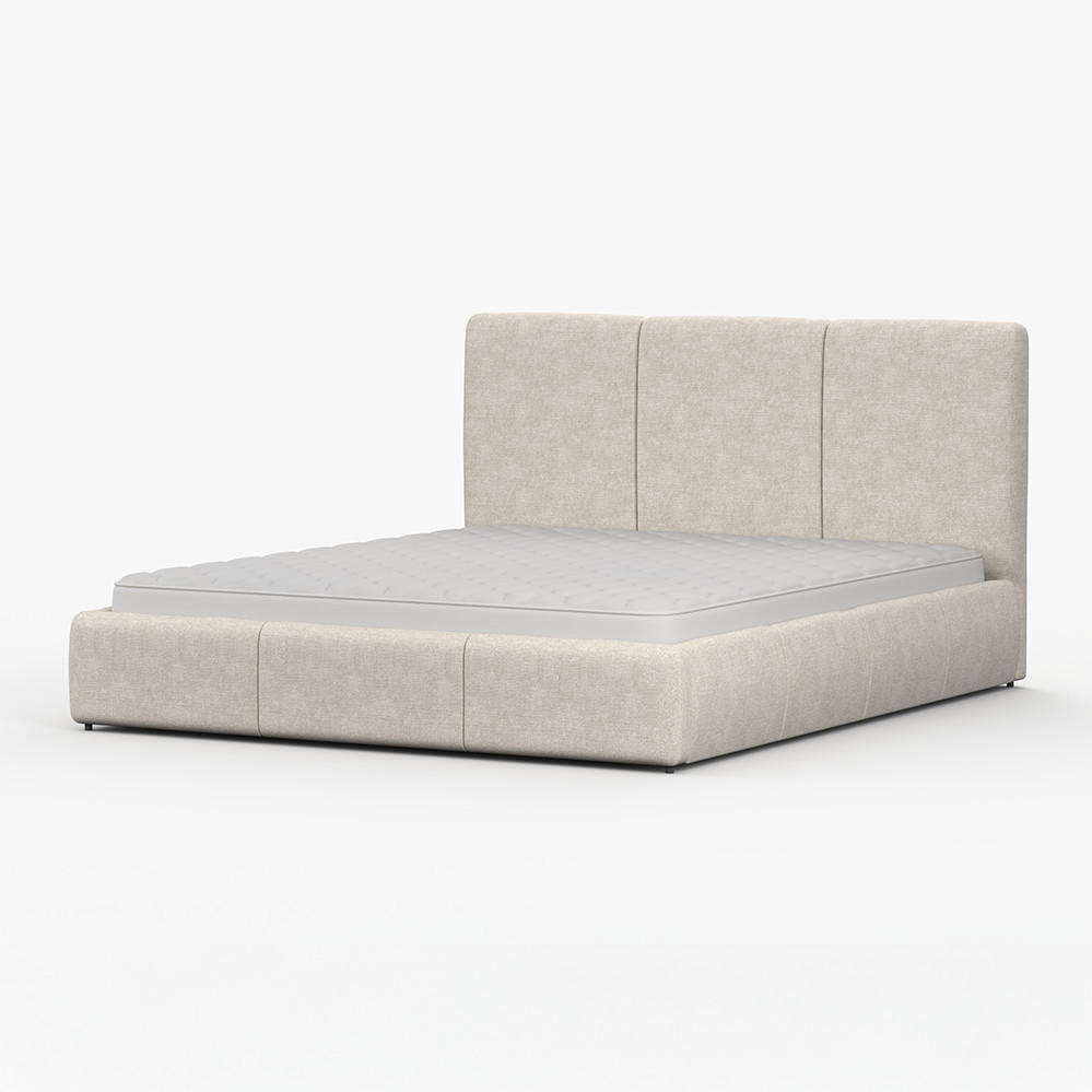 POLSTERBETT ALIA, Lattenrost, ohne Bettkasten, gepolsterte Kopfstütze 160/200 in Beige - Beige, Holz/Textil (160/200cm) - imoebel24